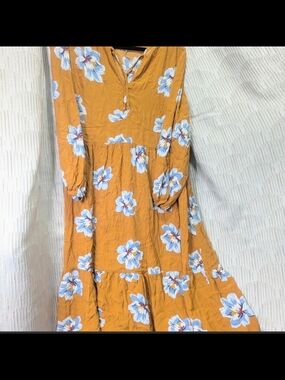 Old Navy Yellow Dress with Blue And White Flowers